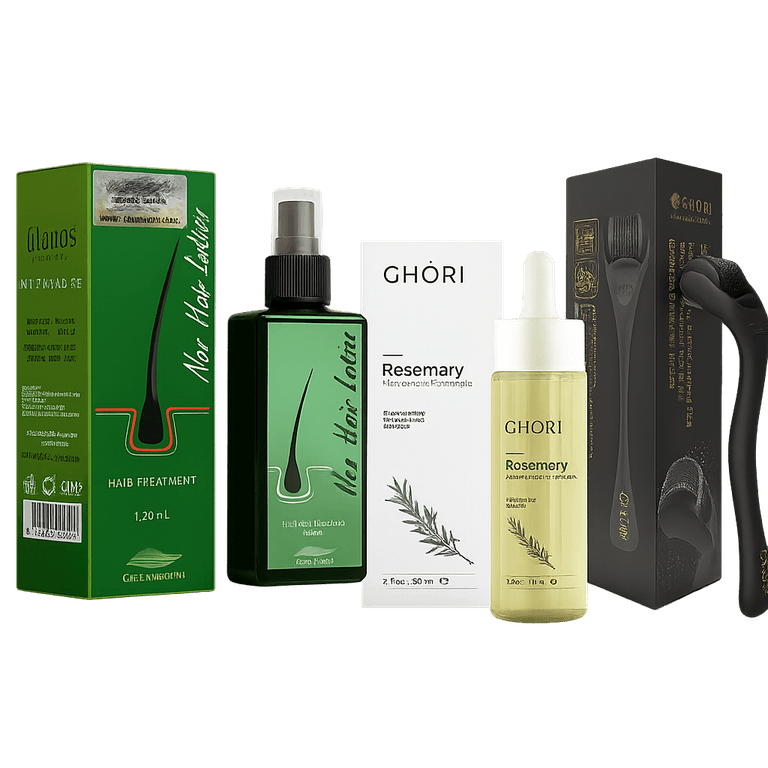 Hair Growth Pack® – Neo Hair Lotion®, Ghori® Rosemary Mint & Biotin Oil & Derma Roller